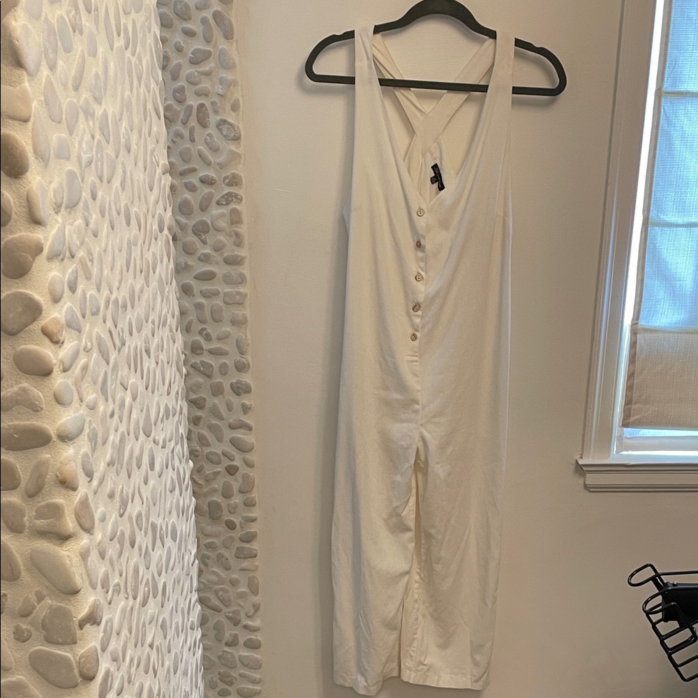 White Button-Down Jumpsuit
